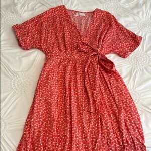 Urban Outfitters Red Floral Wrap Dress